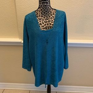 Belle Amie - Aqua dressy blouse.